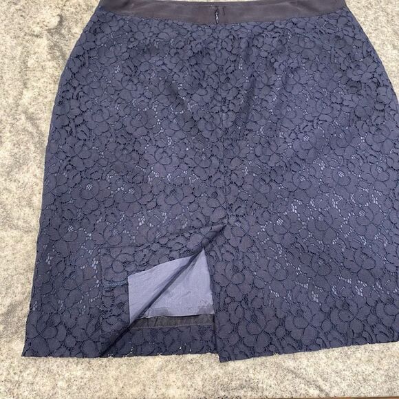 J Crew 8 Navy The Pencil Skirt Dark Blue Lace Medium Dress - Picture 8 of 9
